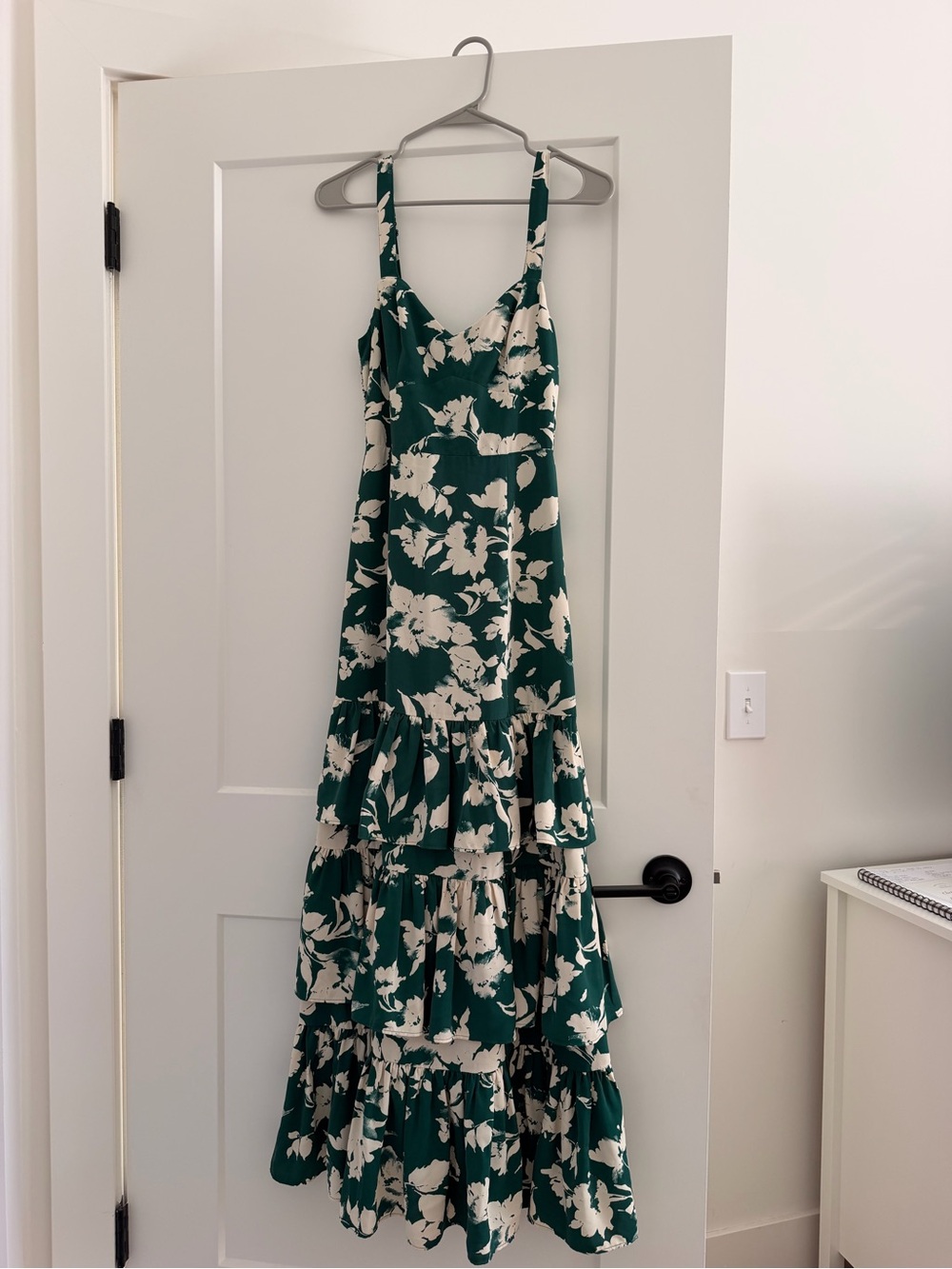 Abercrombie Floral Tiered Maxi Dress - Green & Cream